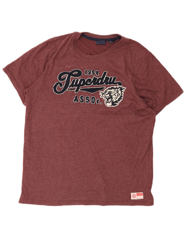 T-shirt grafica da uomo Superdry Top 2XL in cotone bordeaux