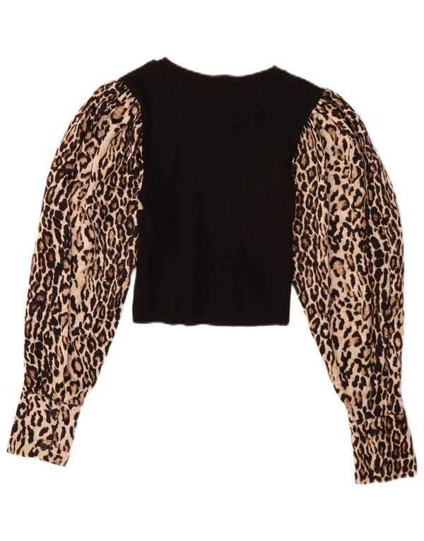 Zara Γυναικείο μακρυμάνικο τοπ UK 8 Small Black Animal Print Polyester