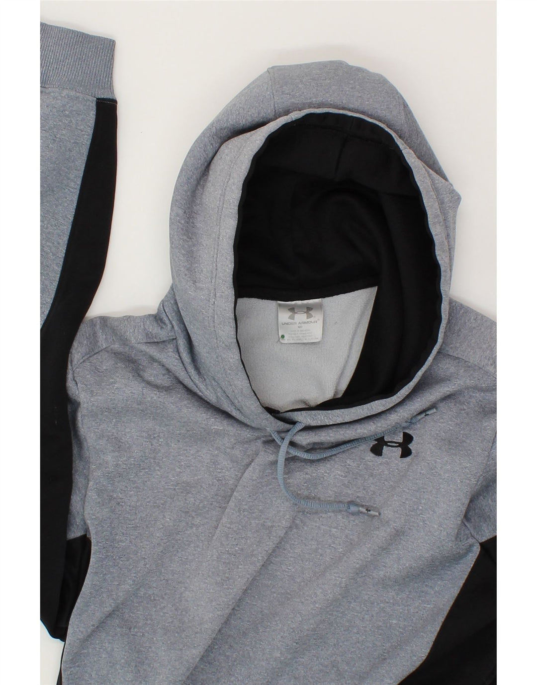 UNDER ARMOUR Womens Hoodie Jumper UK 14 Medium Blue Colourblock Polyester Vintage Under Armour and Second-Hand Under Armour from Messina Hembry 