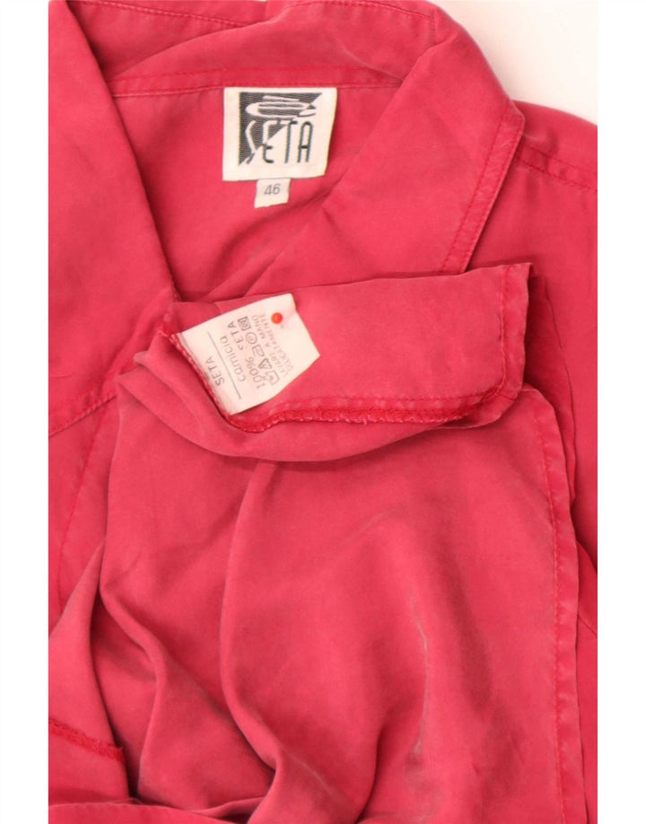 Vintage dameskjorte bluse IT 46 Large Pink Silk