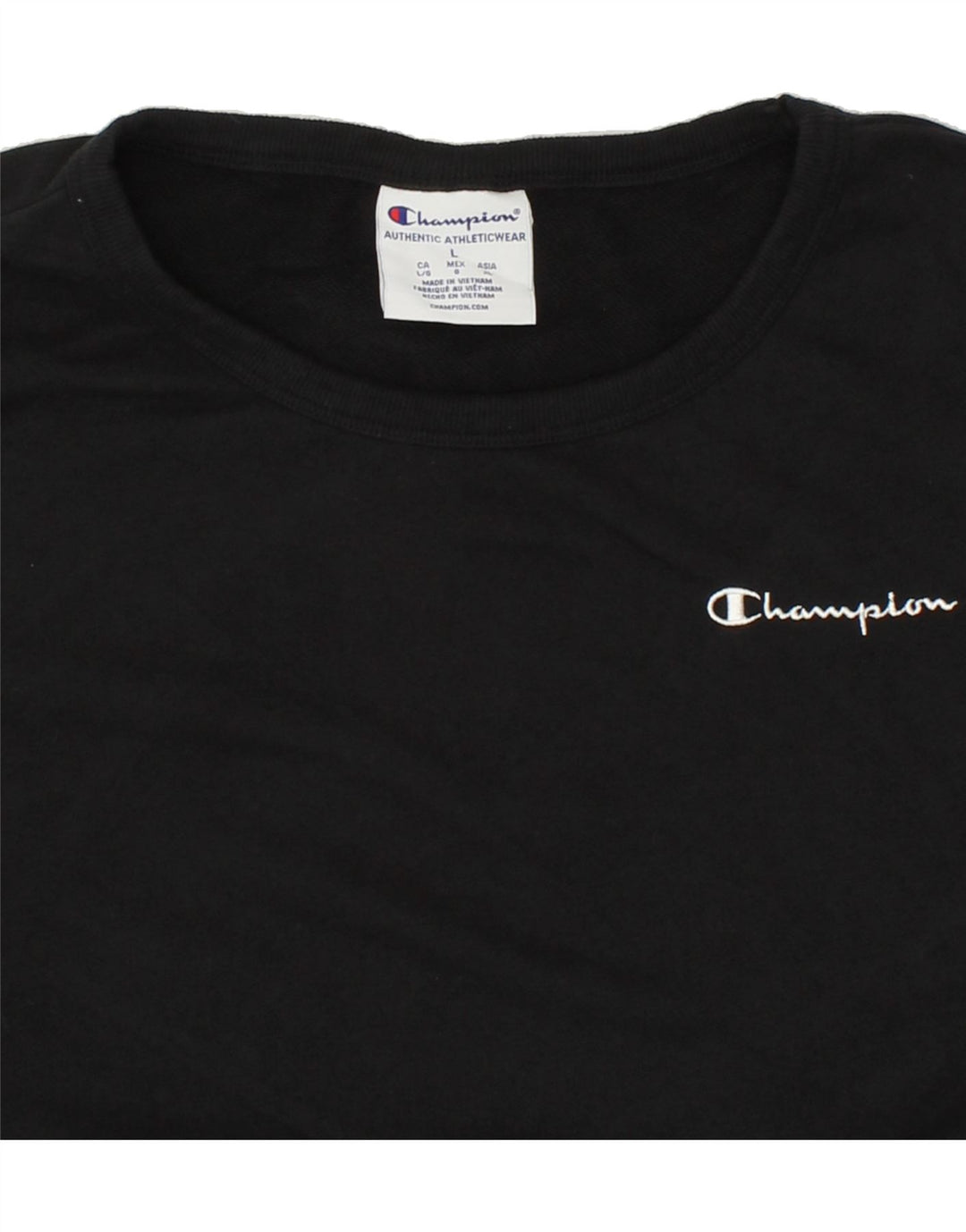 CHAMPION Womens Oversized Sweatshirt Jumper UK 16 Large Black Cotton Vintage Champion and Second-Hand Champion from Messina Hembry 