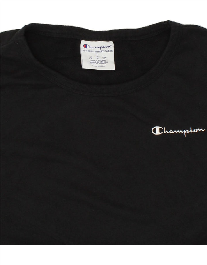 CHAMPION Womens Oversized Sweatshirt Jumper UK 16 Large Black Cotton Vintage Champion and Second-Hand Champion from Messina Hembry 