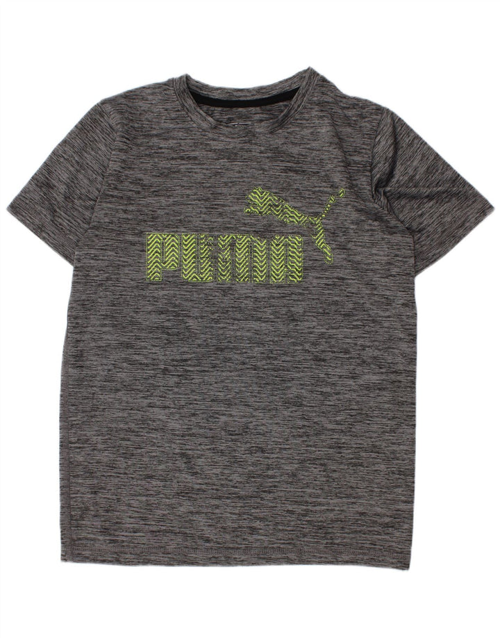 Puma Boys Graphic T-Shirt Top 7-8 Years Small Grey Flecked Polyester
