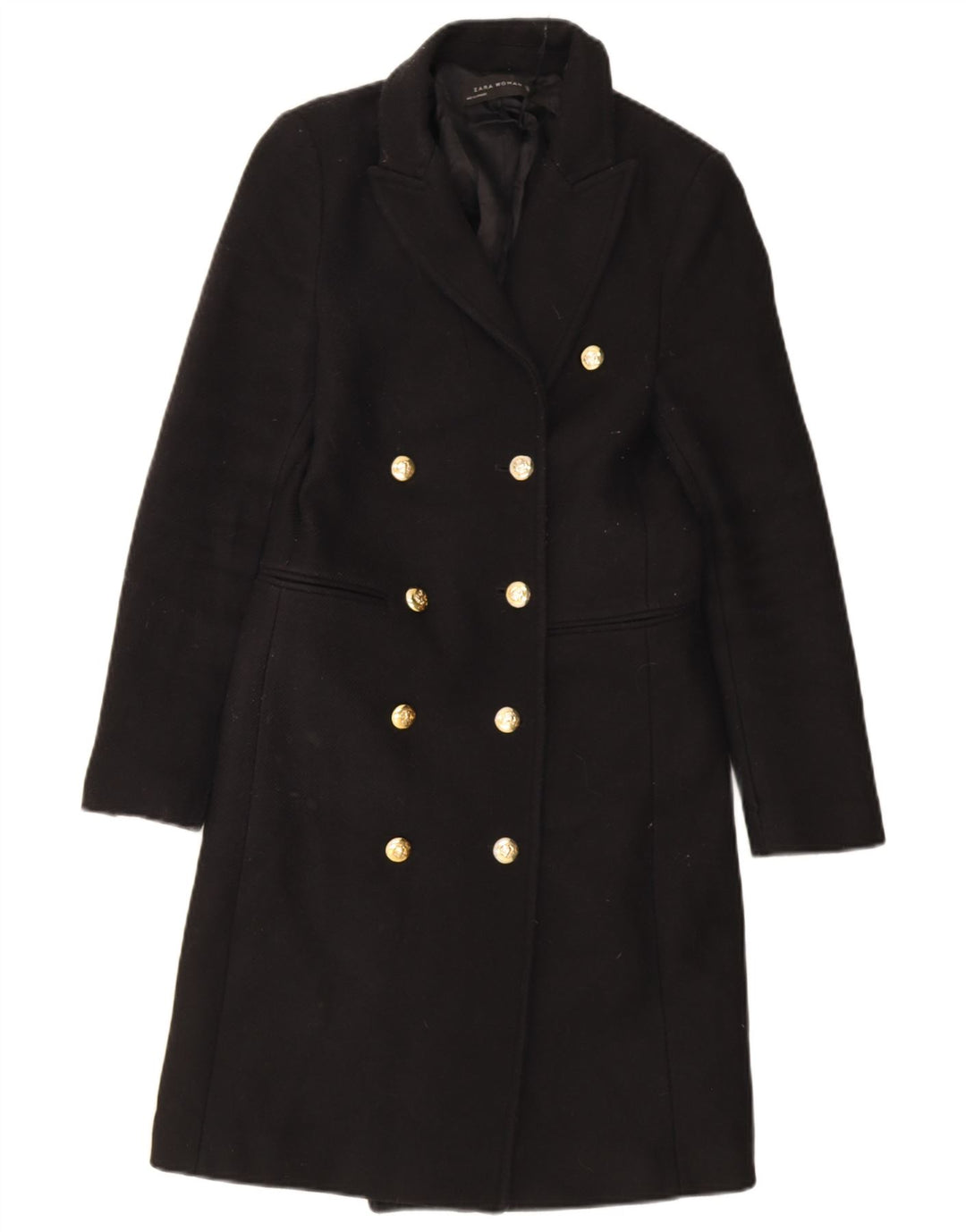 Zara Manteau croisé pour femme UK 6 XS Noir Polyester