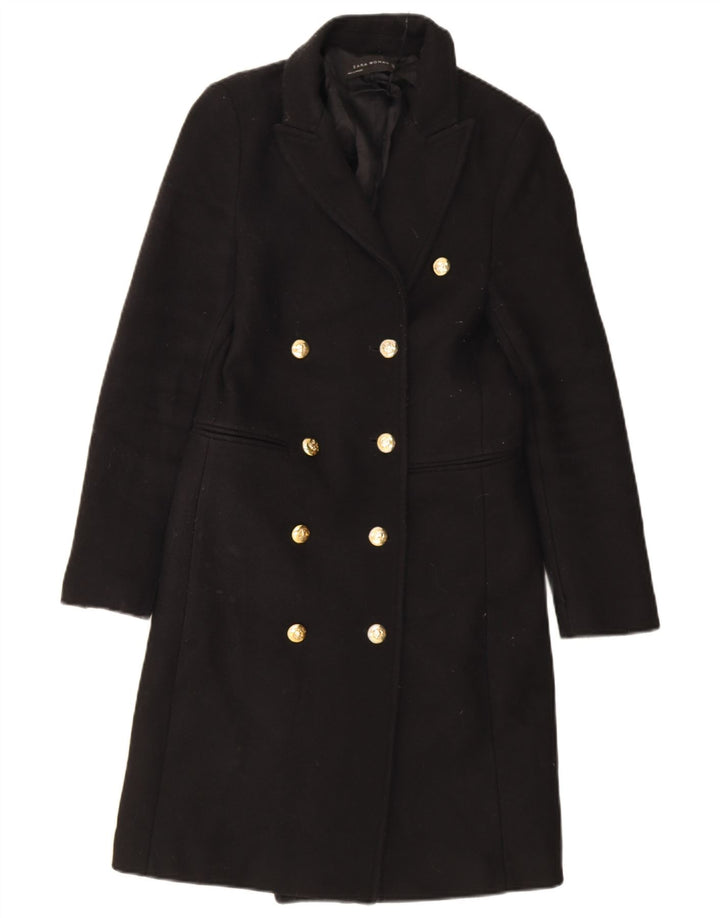 Zara Manteau croisé pour femme UK 6 XS Noir Polyester