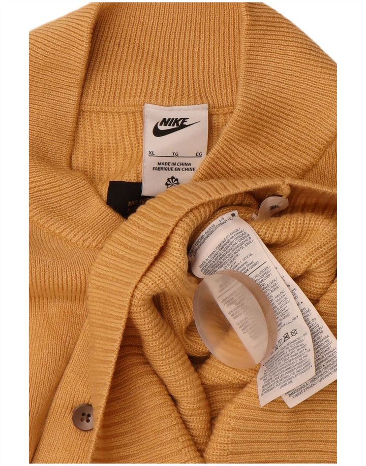 NIKE Hombre Botón Cuello Jersey Suéter XL Beige Poliéster