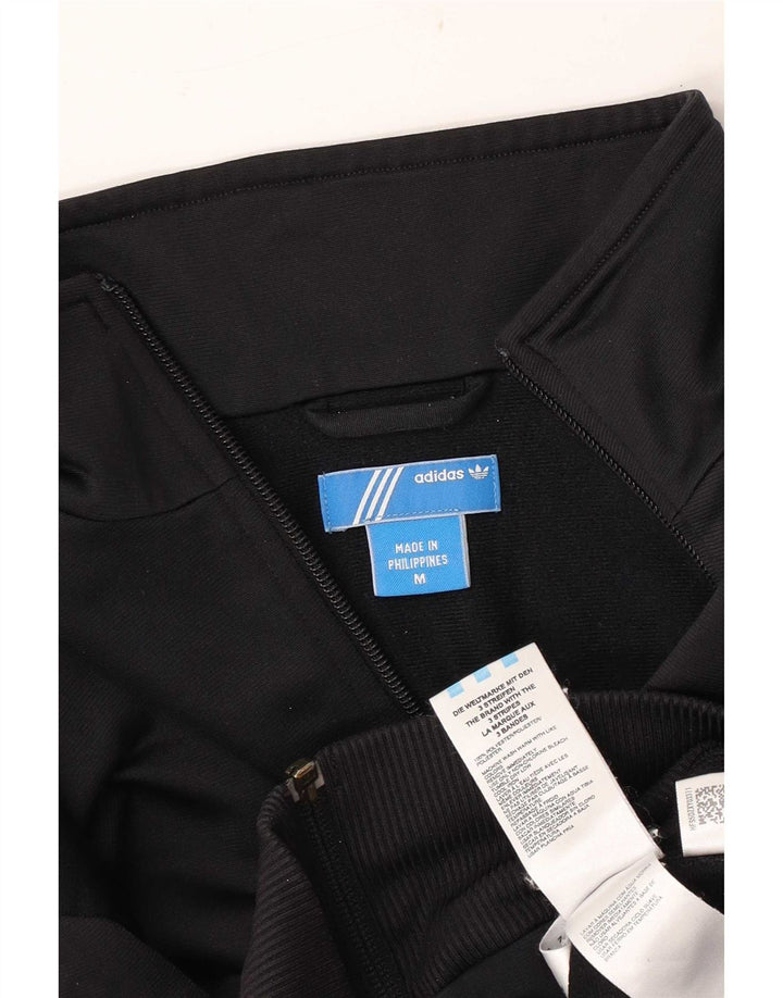 Adidas Womens Tracksuit Top Jacket UK 14 Medium Black Polyester