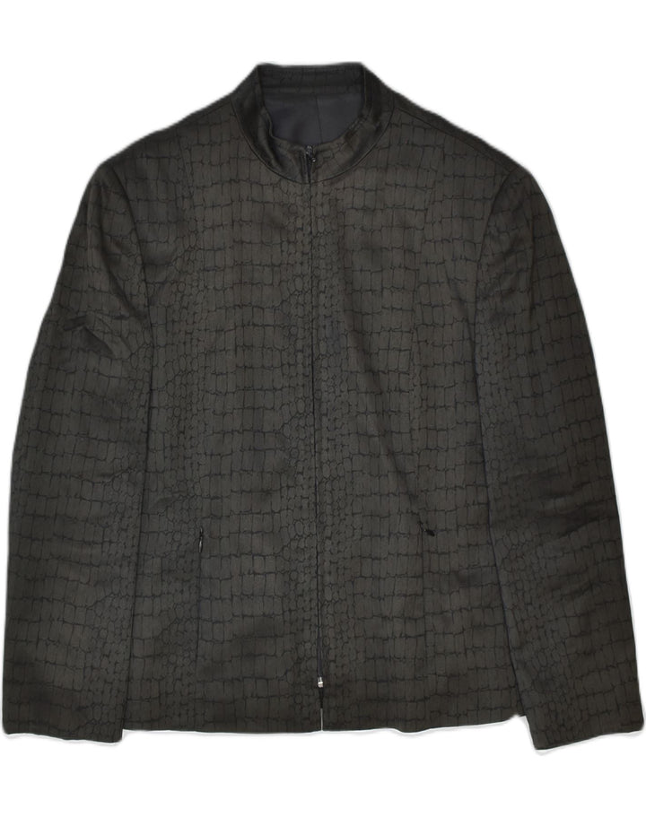 VINTAGE Womens Blazer Jacket UK 16 Large Grey Acetate | Vintage | Thrift | Second-Hand | Used Clothing | Messina Hembry 