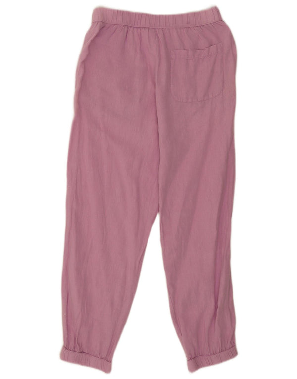 Zara Damen-Hose mit entspannter Passform, kurze Hose, Größe S, W26, L25, rosa Leinen