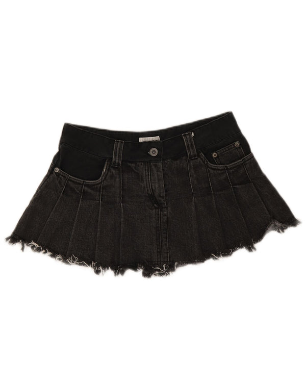 Topshop Womens Low Waist Mini Denim Skirt UK 8 Small W28 Black Cotton
