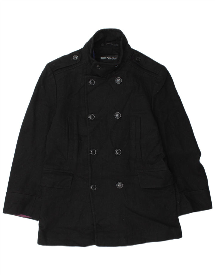 Cappotto da marinaio autografo da uomo Marks & Spencer UK 36 piccolo in lana nera
