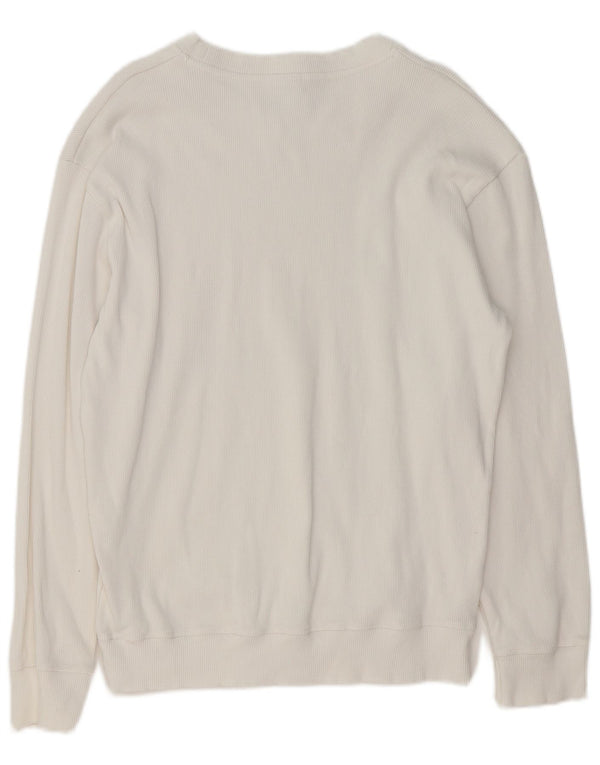 Zara Herre Boat Neck Jumper Sweater Stor Hvid Bomuld