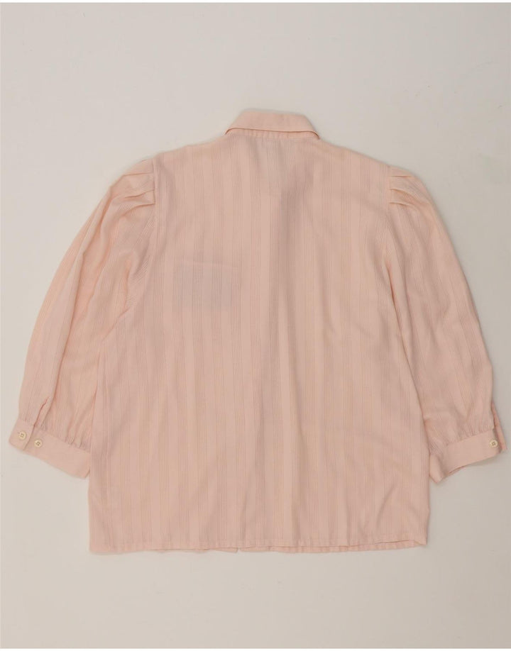 VINTAGE Womens 3/4 Sleeve Shirt Blouse EU 40 Medium Pink Striped Polyester Vintage Vintage and Second-Hand Vintage from Messina Hembry 