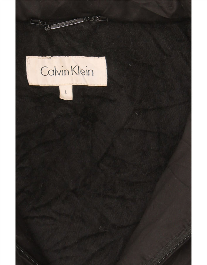 CALVIN KLEIN Womens Hooded Padded Jacket UK 16 Large Black Polyester Vintage Calvin Klein and Second-Hand Calvin Klein from Messina Hembry 