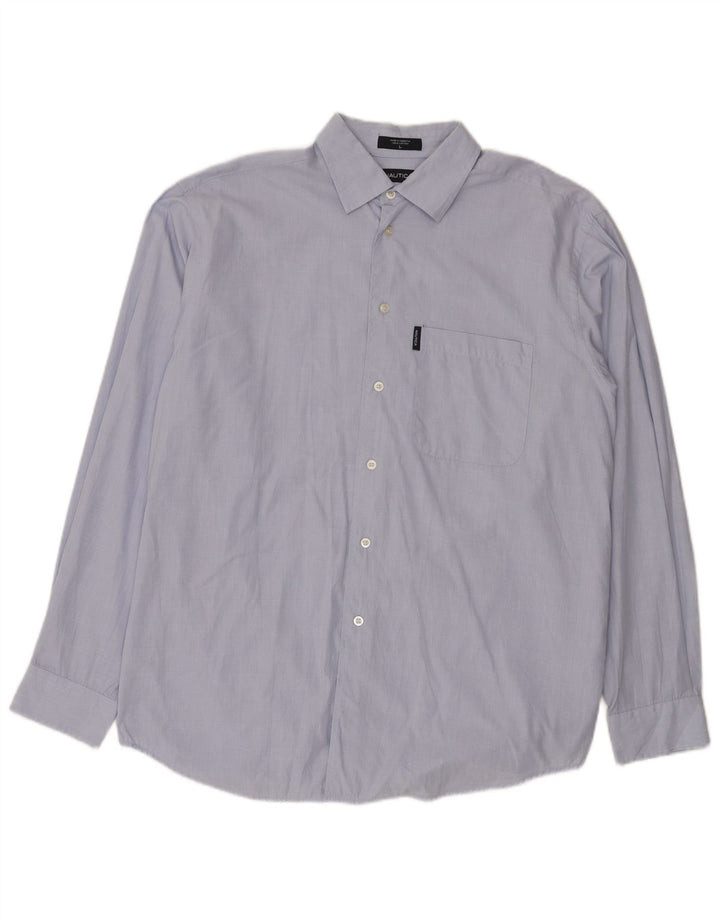 Nautica Mens Shirt Large Blue Check Cotton