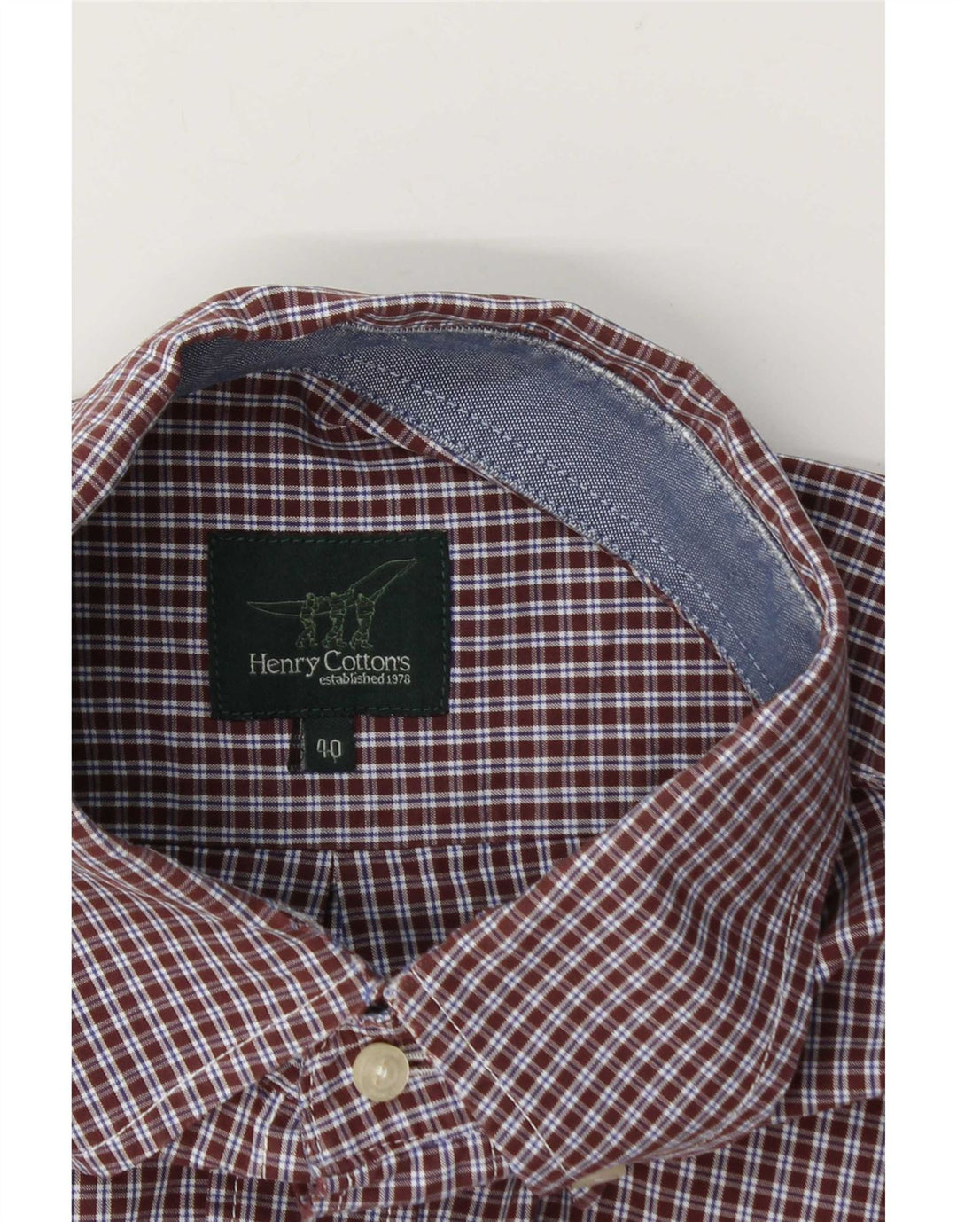 Henry Cottons Mens Short Sleeve Shirt Size 40 Medium Brown Check