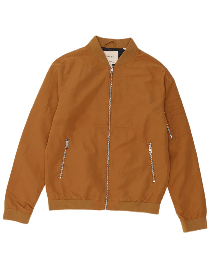 Jack & Jones Mens Bomber Jacket UK 36 Small Brown Polyester