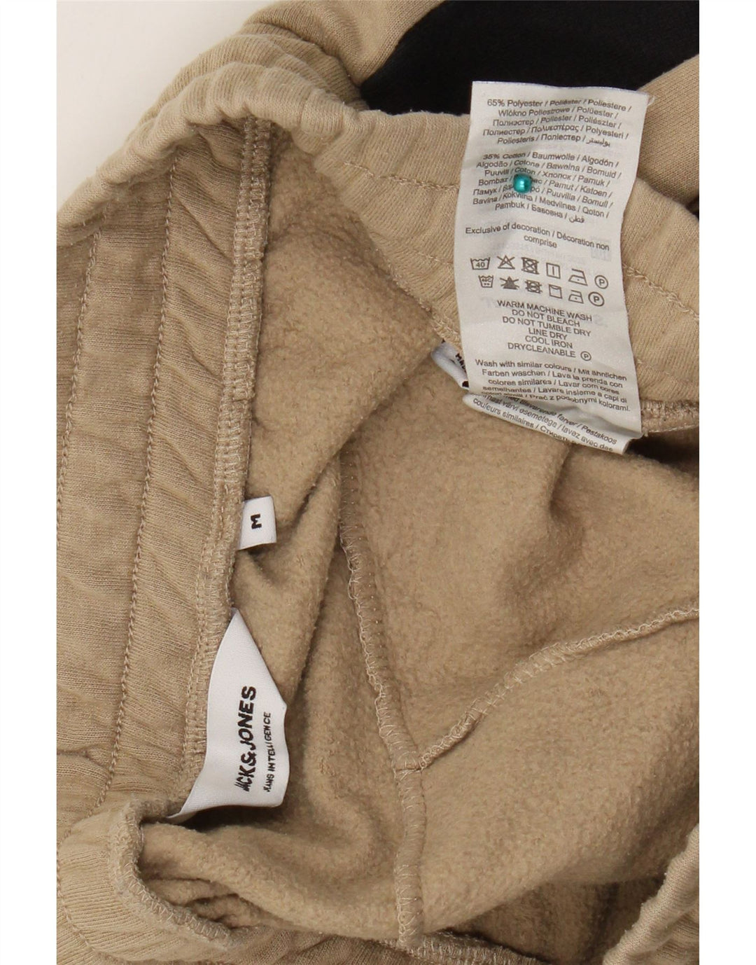 Jack & Jones Mens Tracksuit Trousers Joggers Medium Beige Colourblock