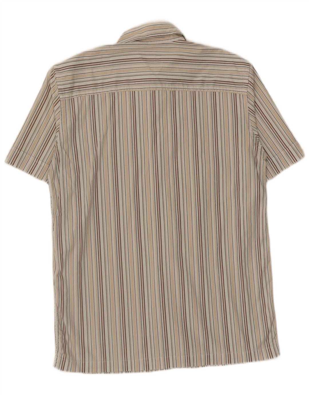 Trussardi Jeans Mens Short Sleeve Shirt Medium Beige Striped