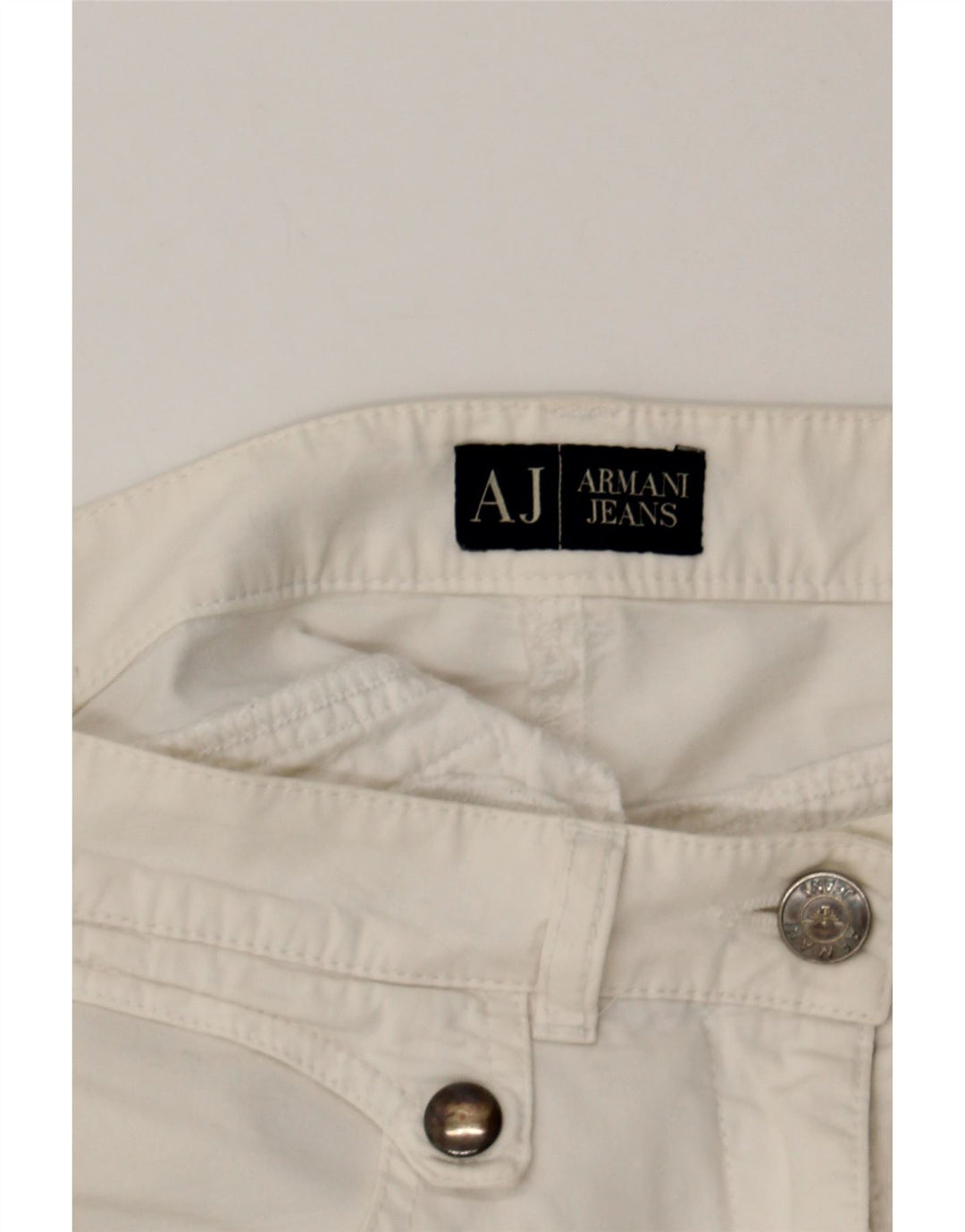 ARMANI Womens Slim Casual Trousers W26 L29 White Vintage Armani and Second-Hand Armani from Messina Hembry 