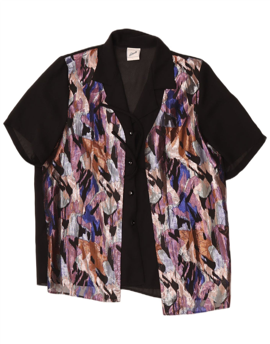 C&A Womens Relaxed Fit Abstract Pattern Shirt Blouse UK 16 Large Black