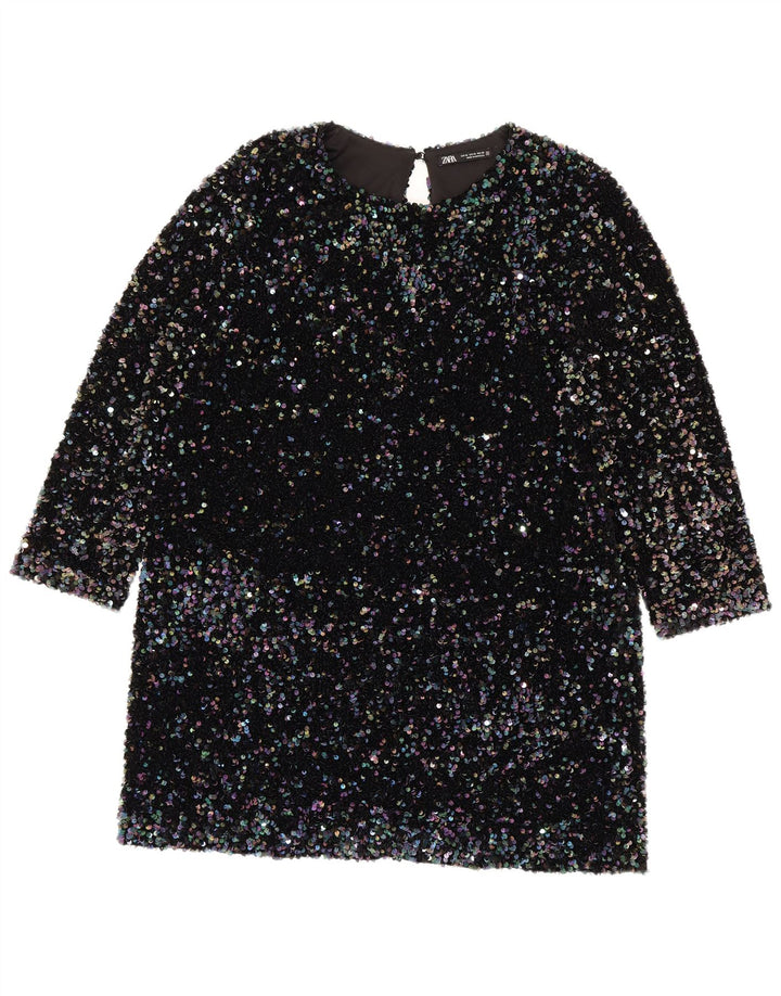 Zara Womens 3/4 Sleeve Sequin Shift Dress UK 18 XL Multicoloured Polyester