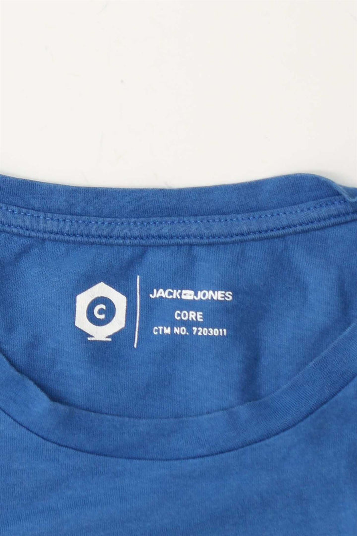 JACK & JONES Mens Graphic T-Shirt Top Medium Blue Cotton