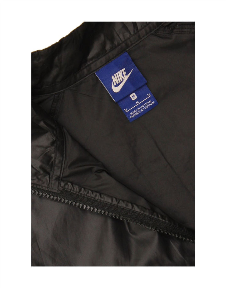 NIKE Womens Crop Graphic Rain Jacket UK 14 Medium Black Polyester Vintage Nike and Second-Hand Nike from Messina Hembry 