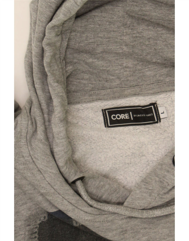 JACK & JONES Mens Graphic Hoodie Jumper Large Grey Cotton Vintage Jack & Jones and Second-Hand Jack & Jones from Messina Hembry 