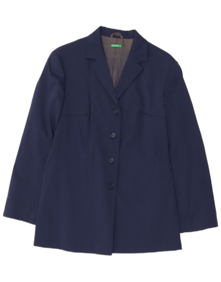 Benetton Damen Mantel IT 44 Medium Marineblau Polyester