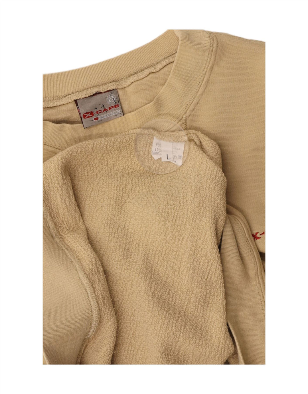 X-CAPE Mens Sweatshirt Jumper Large Beige Cotton