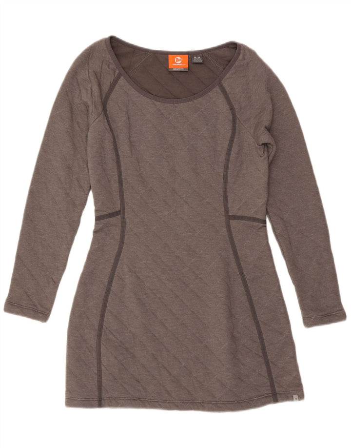 MERRELL Womens Long Sleeve Basic Dress UK 12 Medium Grey Check Cotton Vintage Merrell and Second-Hand Merrell from Messina Hembry 