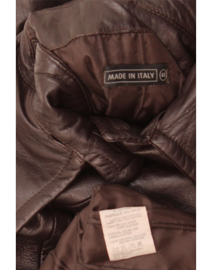 Vintage Womens Leather Coat IT 44 Medium Brown Leather