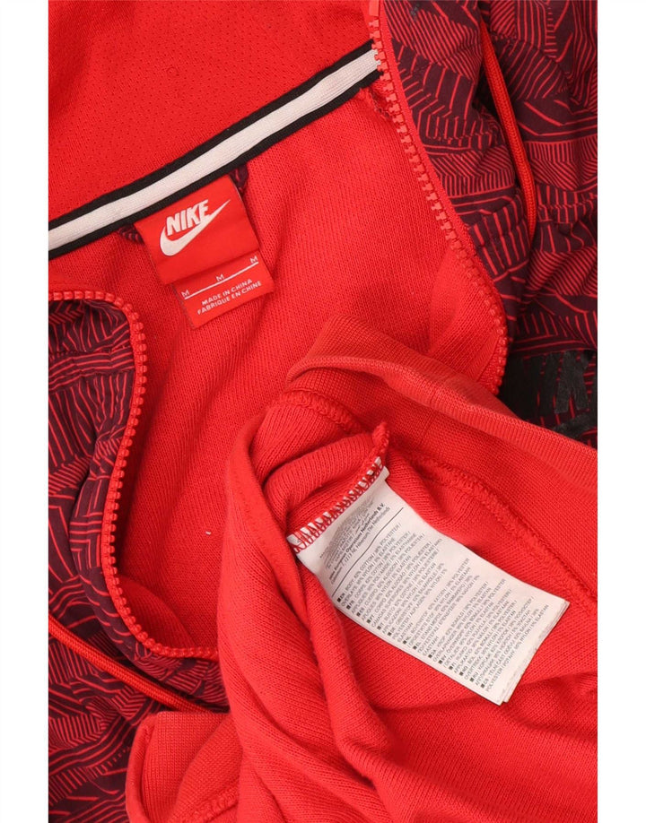 Felpa con cappuccio e zip Nike da uomo in cotone geometrico rosso medio