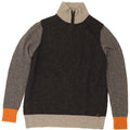 TRUSSARDI Jersey De Cuello Con Cremallera Para Hombre De Lana Color Block Gris Medio