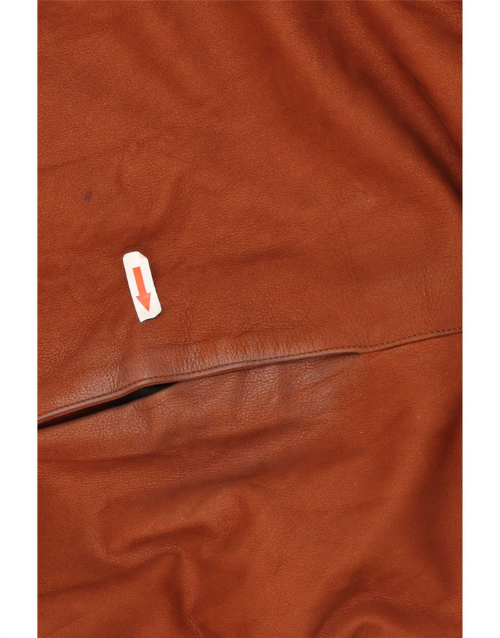Vintage Womens Leather Coat UK 20 2XL Brown