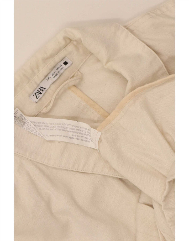 Zara Herre Utility Jacket UK 40 Large Beige Cotton