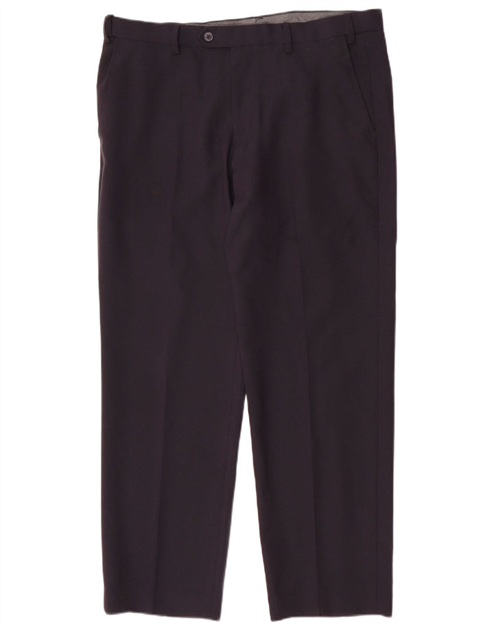 Marks & Spencer Mens Regular Fit Suit Trousers W36 L29 Navy Blue Polyester