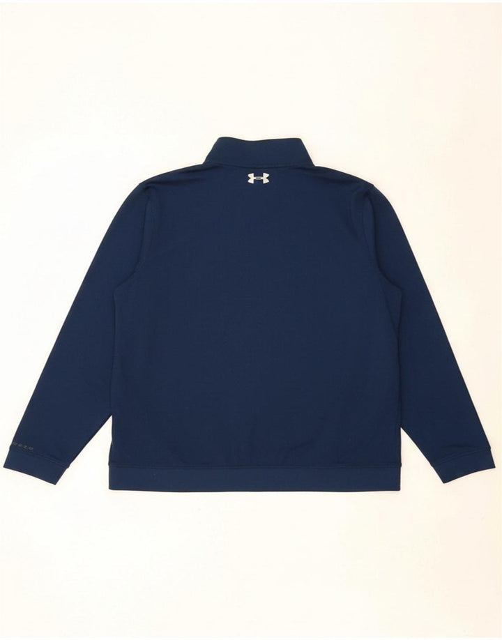 UNDER ARMOUR Mens Pullover Tracksuit Top Medium Navy Blue Colourblock