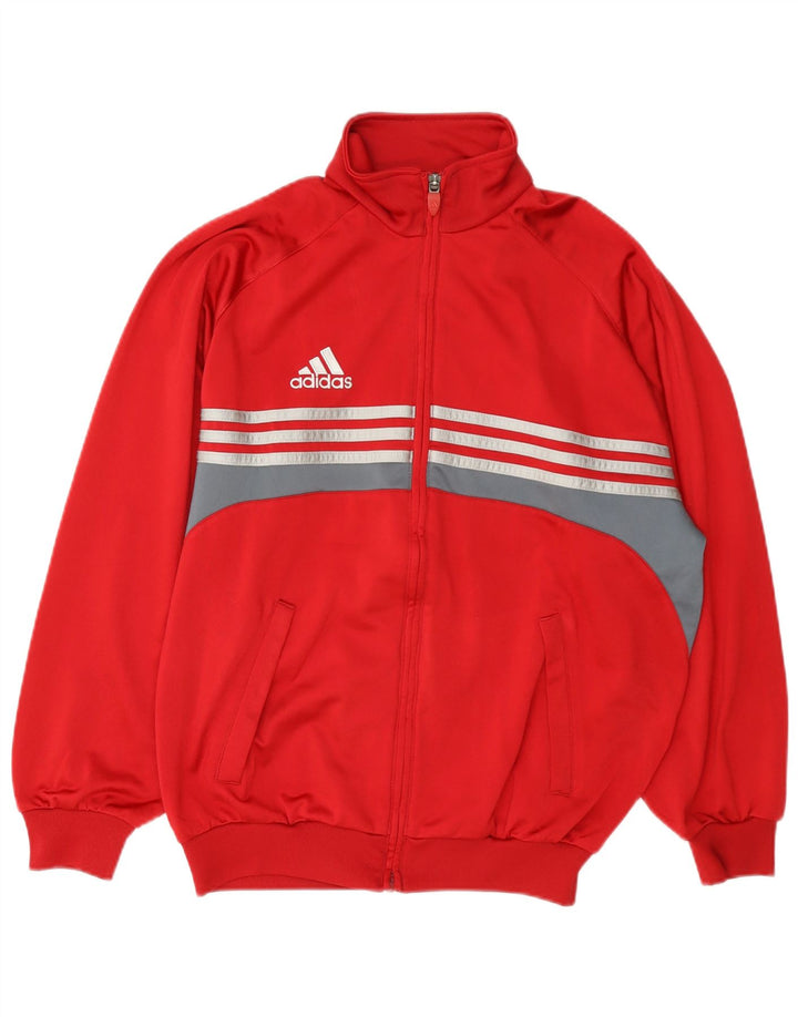 Adidas Mens Tracksuit Top Jacket UK 34/36 Small Red Colourblock Polyester