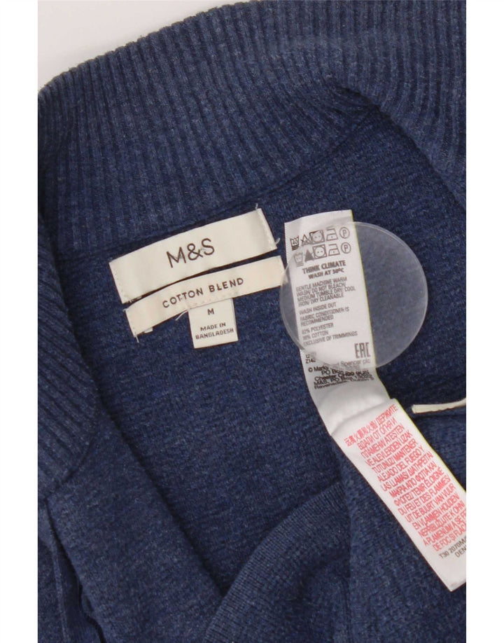 Marks & Spencer Womens Cardigan Sweater UK 14 Medium Navy Blue Polyester