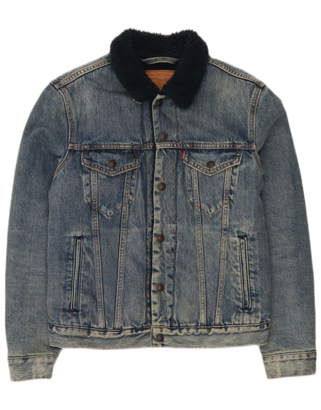 Levi's Mens Sherpa Denim Jacket UK 36 Small Blue Cotton