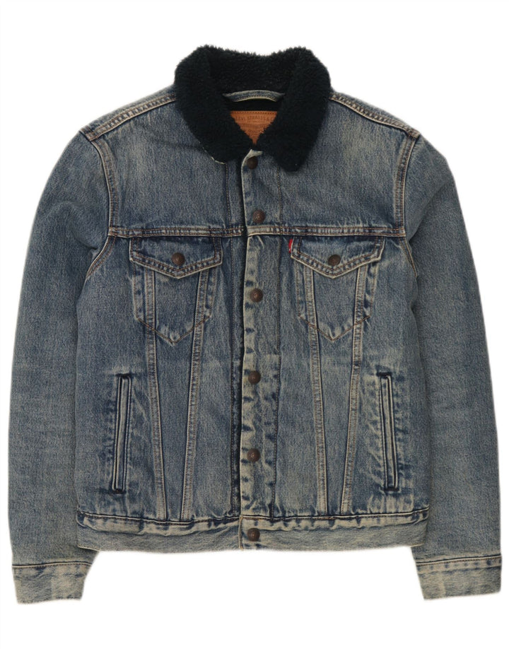 Levi's Mens Sherpa Denim Jacket UK 36 Small Blue Cotton