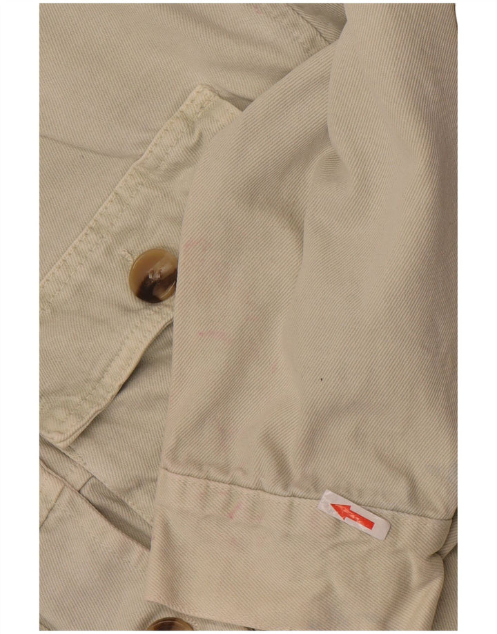 Zara Womens Crop Denim Jacket UK 10 Small Off White Cotton