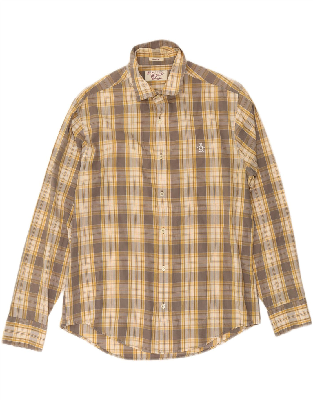 Penguin Chemise Classique Homme Gris à Carreaux