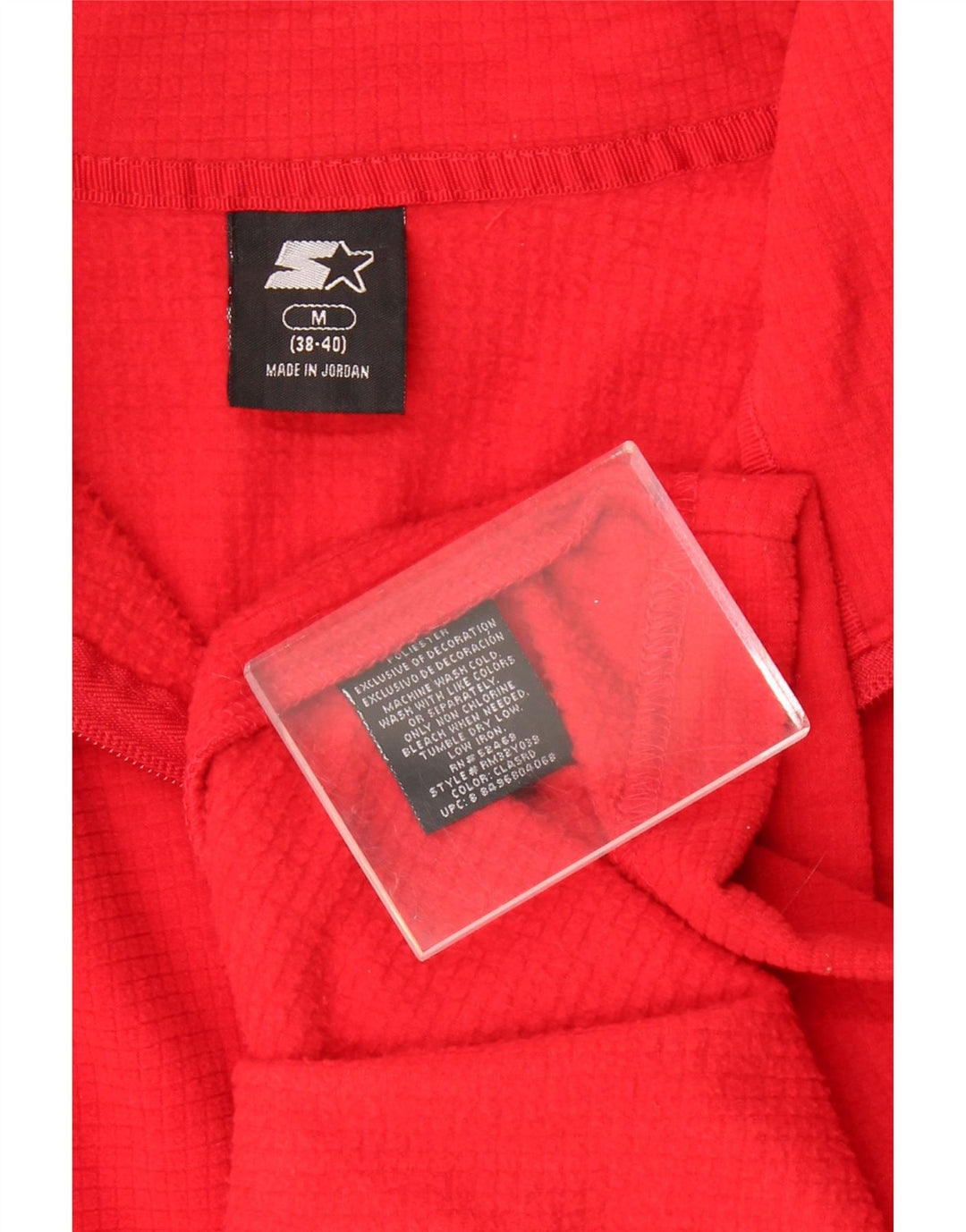 STARTER Mens Zip Neck Fleece Jumper Medium Red Polyester