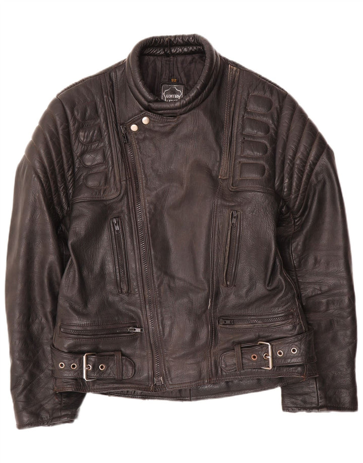 Modeka Herre Læder Biker Jacket UK 38 Medium Sort Læder