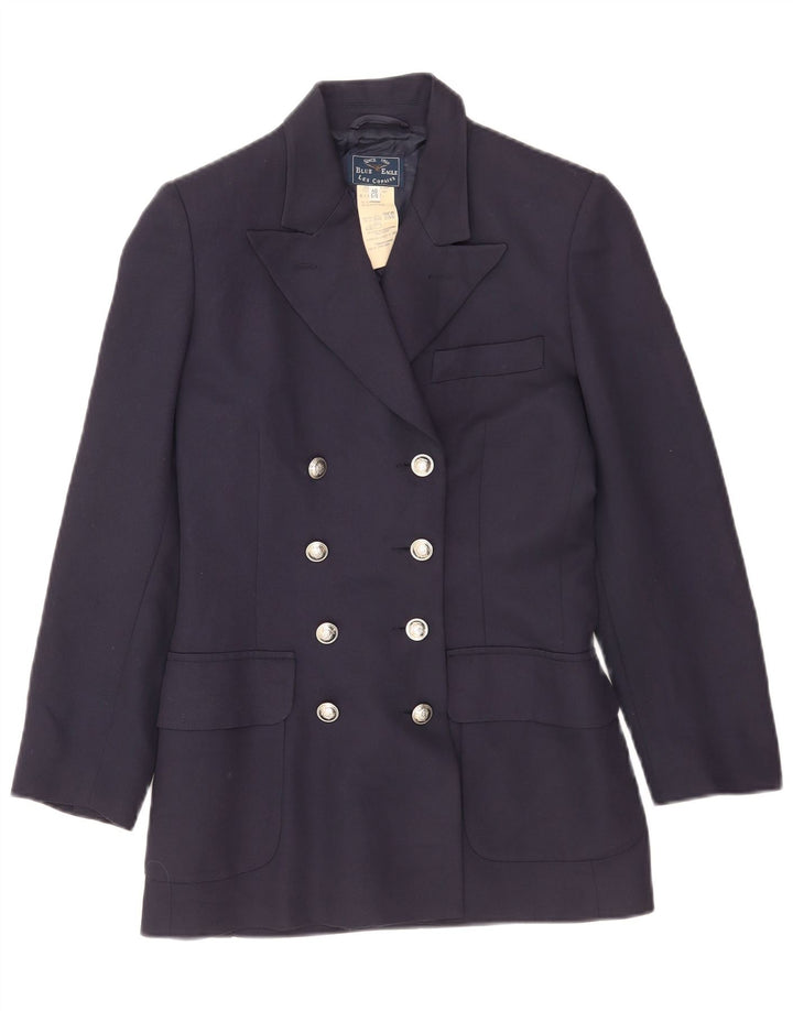 Les Copains Womens Blue Eagle Blazer Jacket IT 40 Small Navy Blue