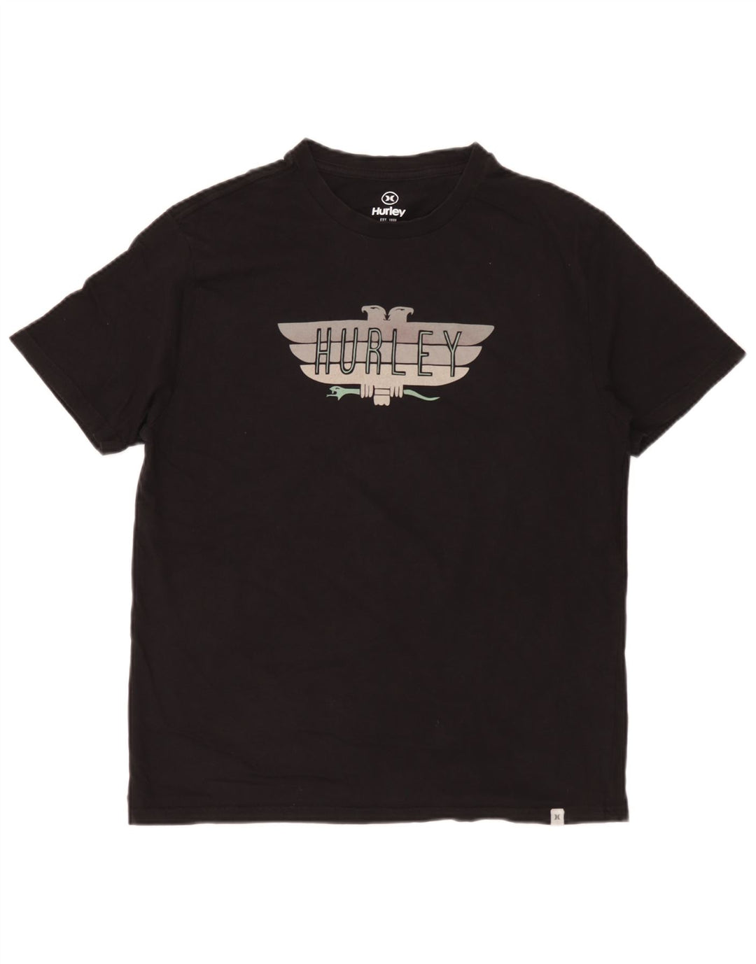 Hurley Mens Graphic T-Shirt Top Medium Black Cotton
