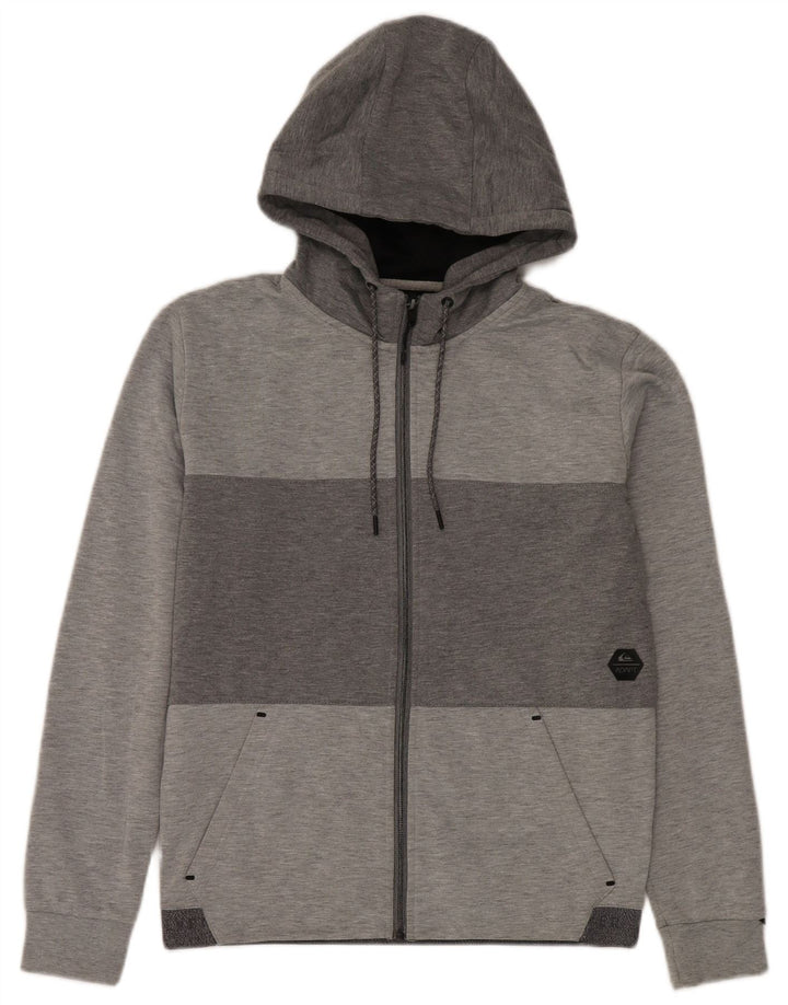 Quiksilver Mens Zip Hoodie Sweater Small Grey Colourblock Polyester